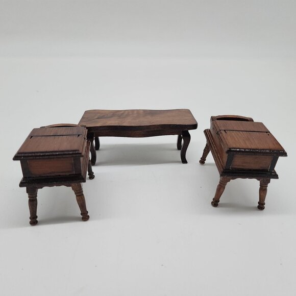 Vintage Concord Miniatures Wooden Coffee table & 2 Side Tables Open Top 1:1 Scal - Picture 8 of 11
